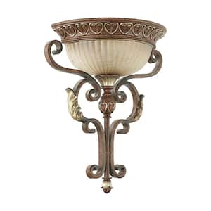 Villa Verona 1 Light Verona Bronze with Aged Gold Leaf Accents Wall Sconce