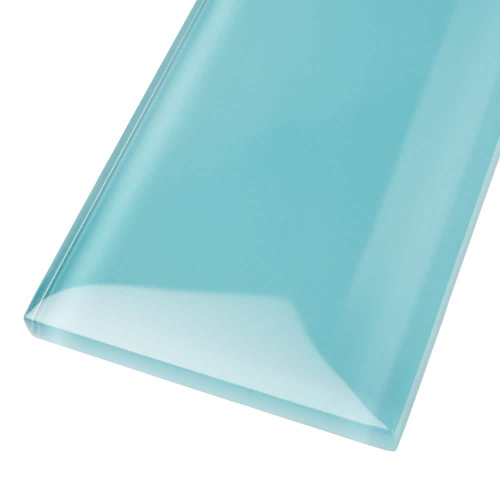 Turkish Blue 3x12 Polished Glass Subway Tile for Kitchen and Bathroom