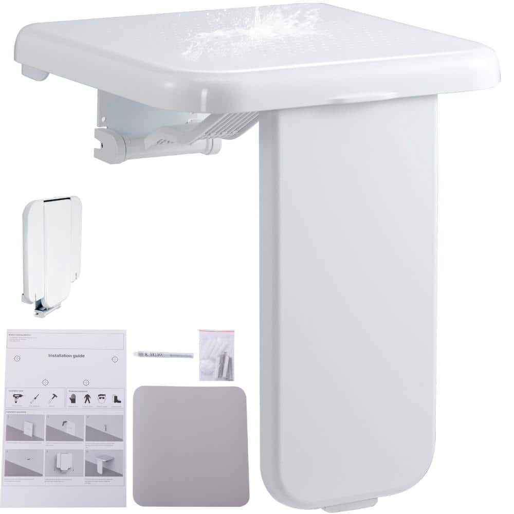 Folding ABS Shower Seat 15.7 in. x 16.7 in. Wall Mounted Fold Up Bench 440 lb. Load Capacity price history on PriceWatchPro