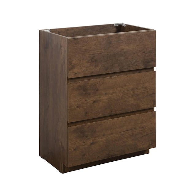 Miles 23.7 in. Single Freestanding Bath Vanity Cabinet without Top in Walnut with 3-Drawers, Assembled