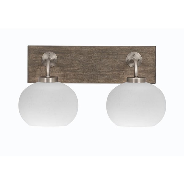 Unbranded Kirby 17.5 in. 2-Light Graphite and Painted Distressed Wood-look Metal Vanity Light