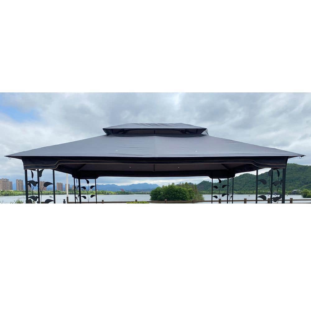 13 ft. x 10 ft. Outdoor Patio Double Gazebo Replacement Canopy Fabric, Roof
