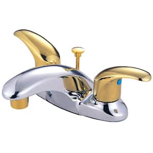 Legacy 4 in. Centerset 2-Handle Bathroom Faucet with Plastic Pop-Up in Polished Chrome/Polished Brass