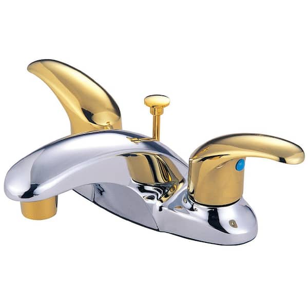 Kingston Brass Legacy 4 in. Centerset 2-Handle Bathroom Faucet with Plastic Pop-Up in Polished Chrome/Polished Brass