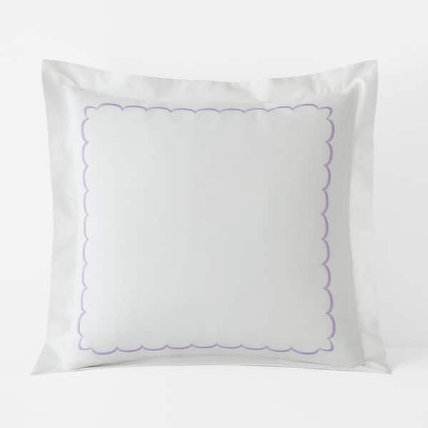 The Company Store Legends Hotel Embroidered Scallop Lavender Geometric Cotton Percale Euro Sham