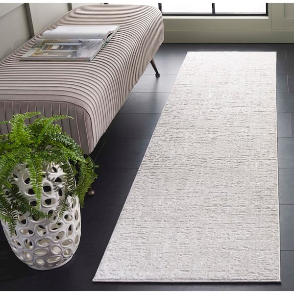 Carter 2 ft. x 8 ft. Ivory/Taupe Distressed Modern Runner Rug
