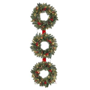 60 in. Winslow Fir Pre-Lit Artificial 3-Ring Christmas Wreath with 270 Tips and 75 White Lights