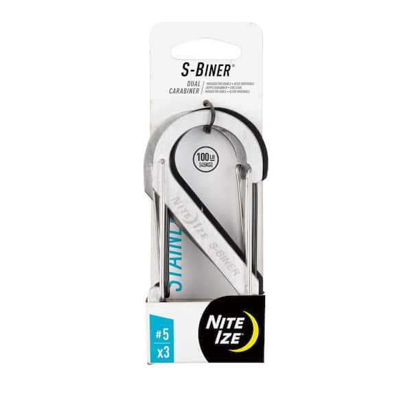 Nite Ize S-Biner Stainless Steel Dual Carabiner #5 in Stainless/Black (3-Pack)