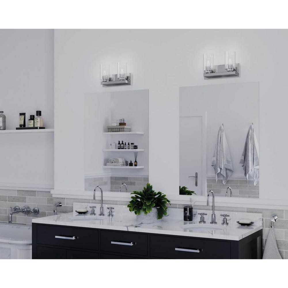 Goodwin Polished Chrome 2-Light Vanity with Clear Glass Shades
