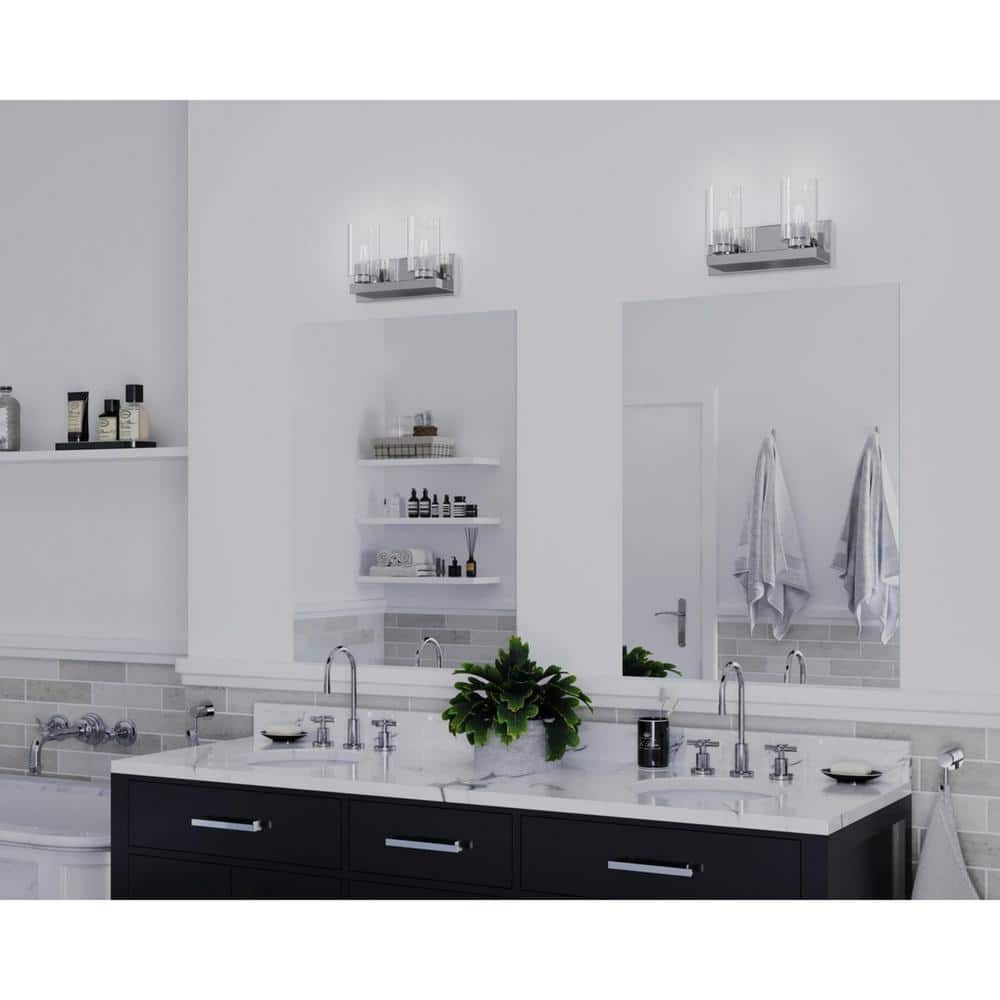 Goodwin Polished Chrome 2-Light Vanity with Clear Glass Shades