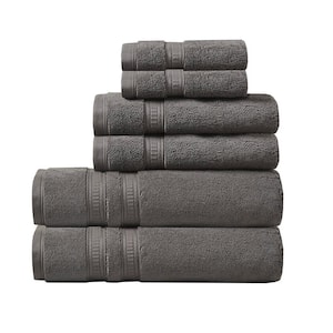 6-Piece Set Dark Gray 100% Cotton Feather  Antimicrobial Towel 2 Bath (30 x 54) 2 hand (16 x 28) 2 Wash (13 x 13) towels
