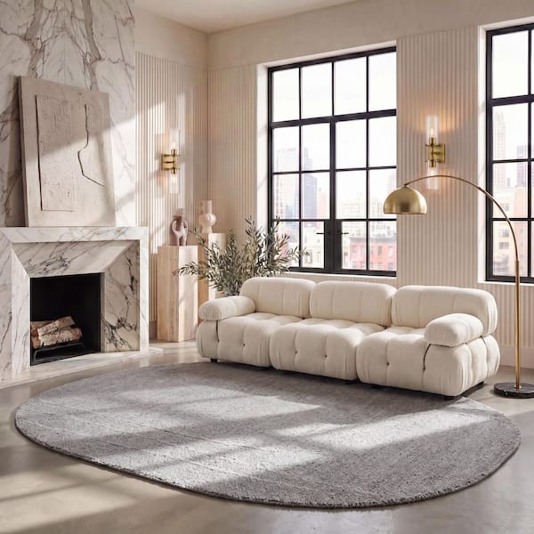Harvest 8 ft. x 10 ft. Gray Border Oval Rug