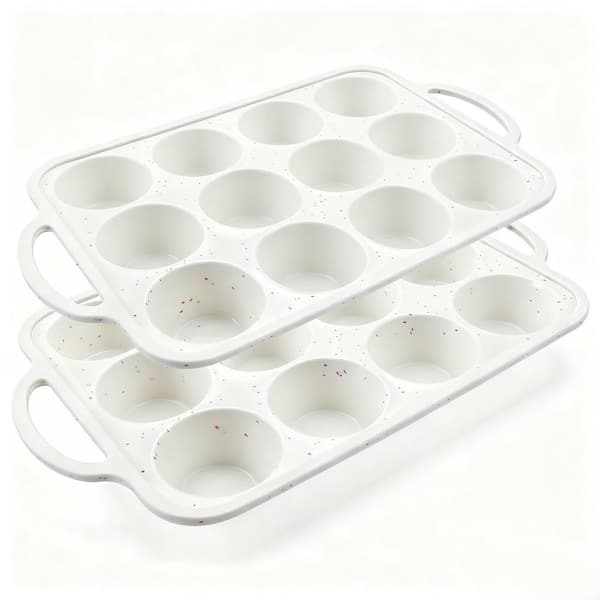 2-Piece Silicone Muffin Pan Set with Metal Frame, Non-Stick 12-Cup Baking Tray for Oven, Dishwasher, Cupcake Muffin Pan