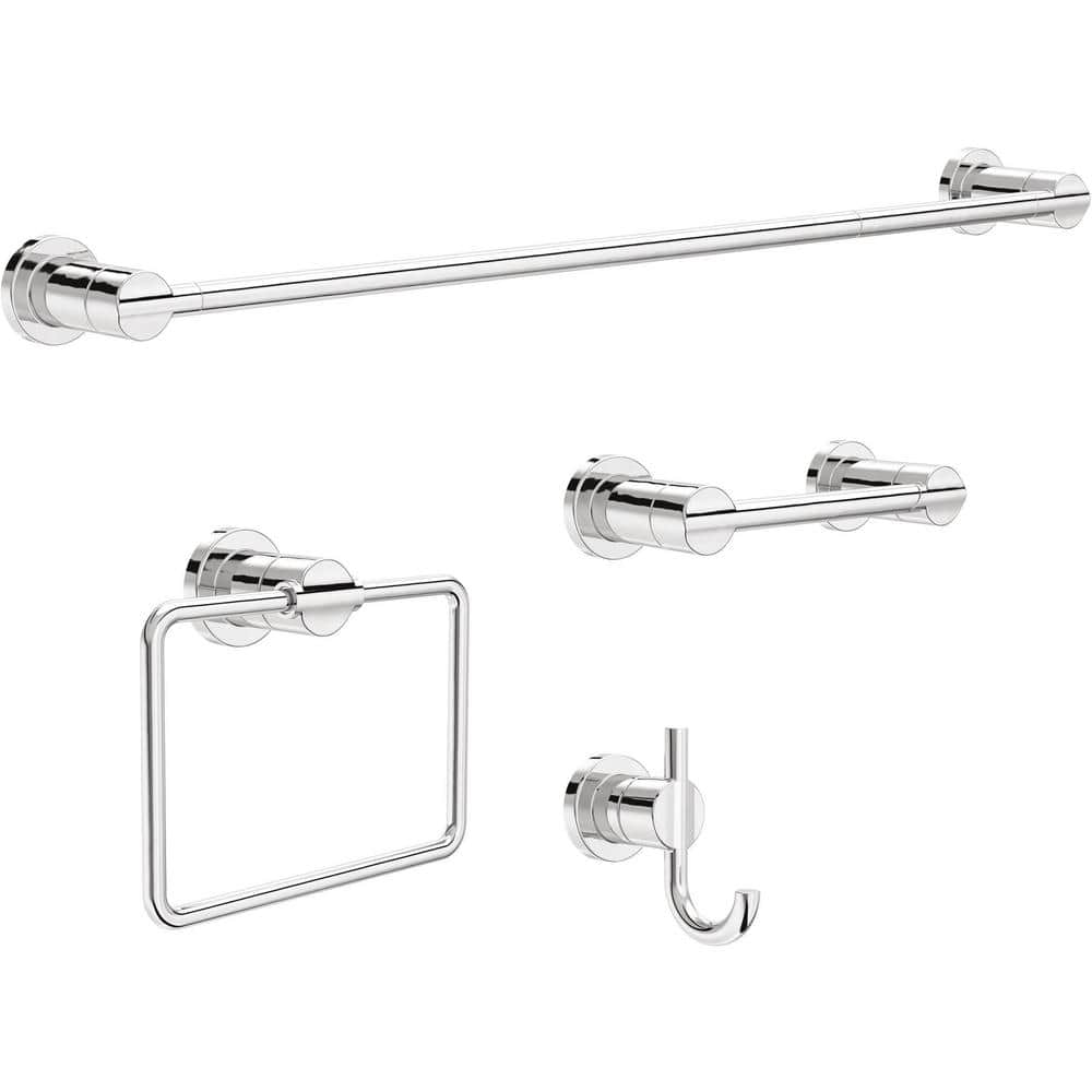 Nicoli Polished Chrome Wall Mounted Square Towel Ring