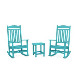Grant Park Aruba 3-Piece Plastic Outdoor Rocking Chair Set
