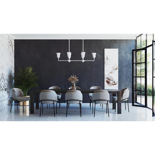 Pinellas 60-Watt 6-Light White Plaster Luxe Industrial Island Light with Opal Glass Shades