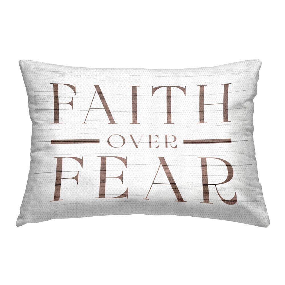 Faith Over Fear Rustic Outdoor Printed Throw Pillow by Lil' Rue price history on PriceWatchPro