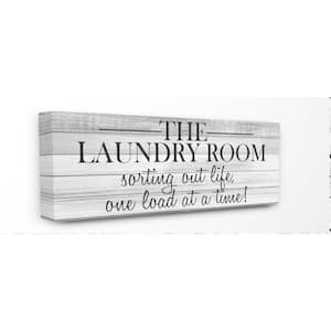 10 in. x 24 in. "Laundry Room Bathroom Black And White" by Kimberly Allen Canvas Wall Art