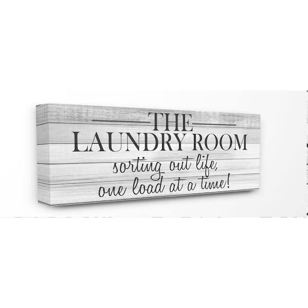 Stupell Industries 10 in. x 24 in. "Laundry Room Bathroom Black And White" by Kimberly Allen Canvas Wall Art