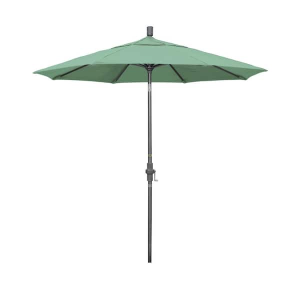 California Umbrella 7.5 ft. Hammertone Grey Aluminum Market Patio Umbrella Collar Tilt Crank Lift in Spa Pacifica