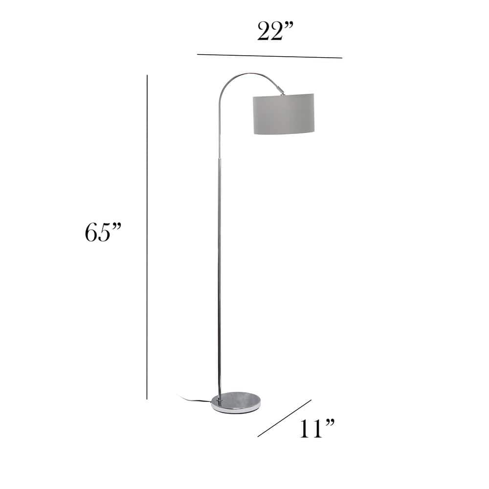 Gray Brushed Nickel Arched Floor Lamp with Fabric Shade