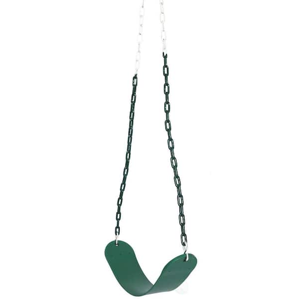 Heavy-Duty Flexible Green Belt Swing with Coated Metal Chain