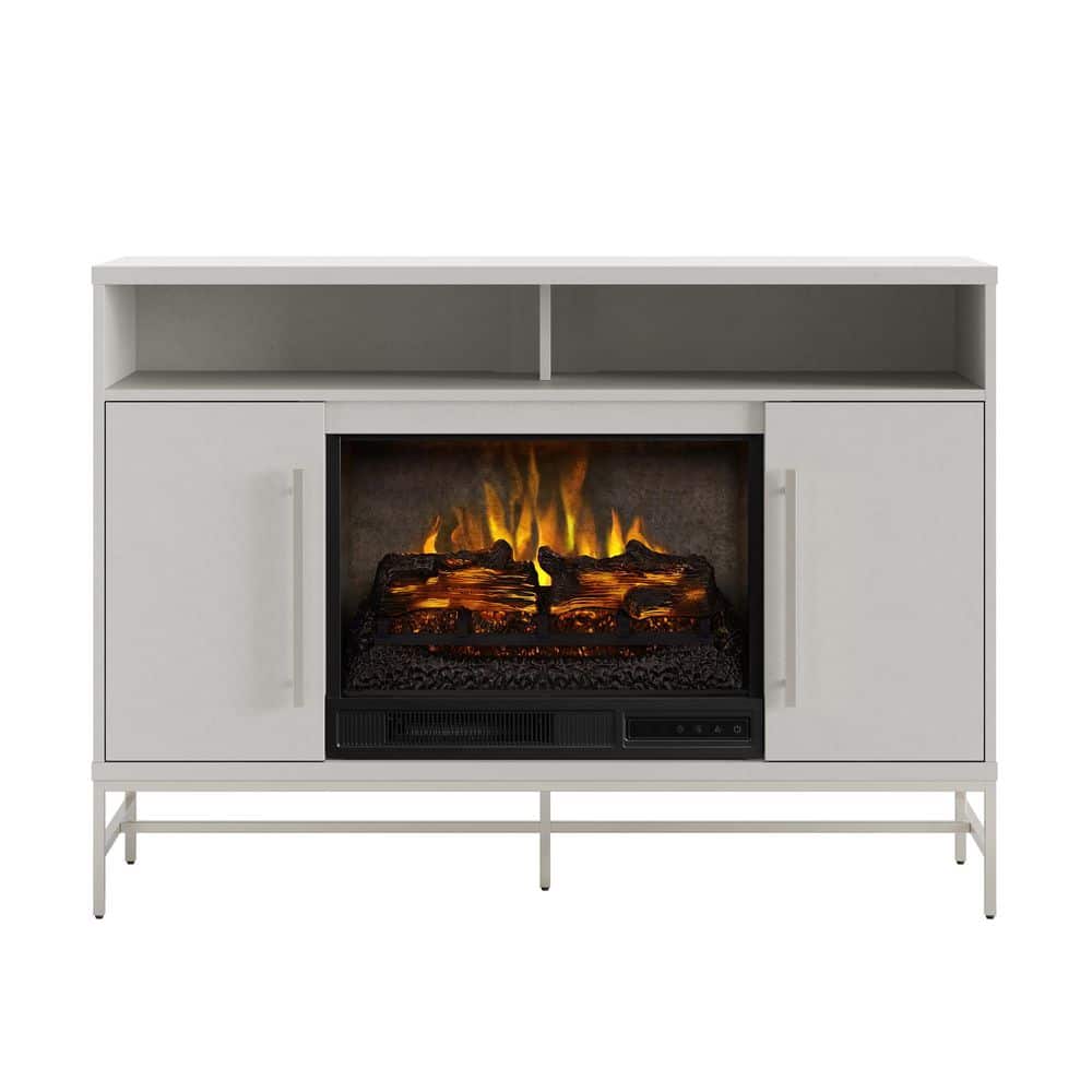 SCOTT LIVING KAPLAN 48 in. Freestanding Media Console Wooden Electric Fireplace in White -  HDSLFP48L-1B
