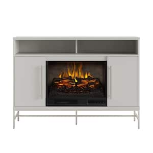 KAPLAN 48 in. Freestanding Media Console Wooden Electric Fireplace in White