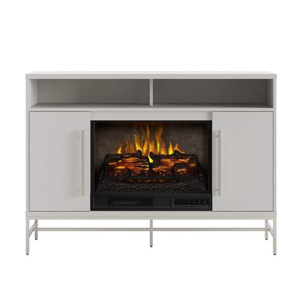 SCOTT LIVING KAPLAN 48 in. Freestanding Media Console Wooden Electric Fireplace in White