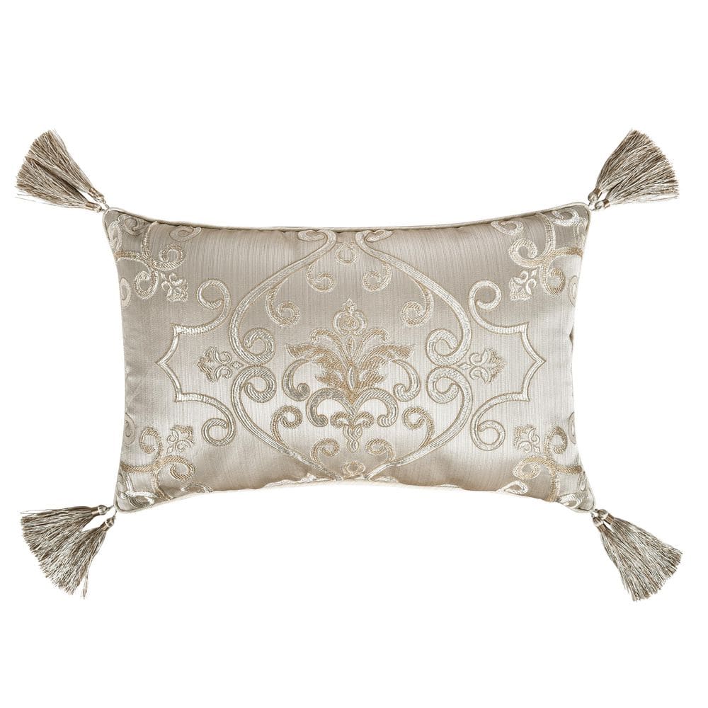 Amarella Gold Polyester Medallion Boudoir Decorative Throw Pillow 14 In. L 