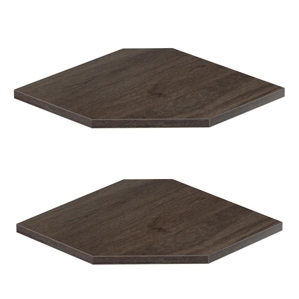 16.7 in. W x 13.3 in. D Gray Corner Shelf Wall Mounted with Wire Hole, Wood Hanging Decorative Wall Shelf