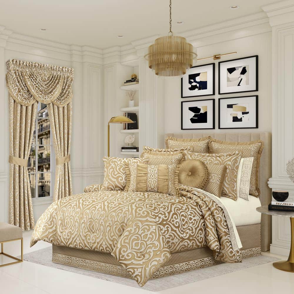 Lagos Gold Medium Square Embellished Decorative Throw Pillow