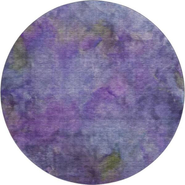 Mayfield Premium Machine Washable Abstract AMF2312 Purple 8 ft. x 8 ft. Round Rug