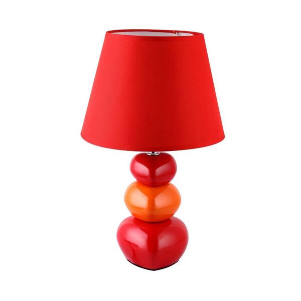 Simple Designs All The Rages 15 in. Red Ceramic Stacked Heart Table Lamp-DISCONTINUED