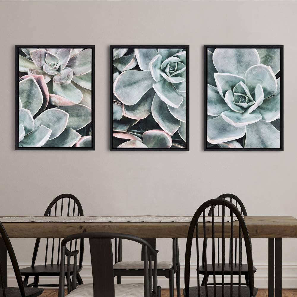Botanical Succulent Plants Framed Canvas Wall Art Set for Nursery