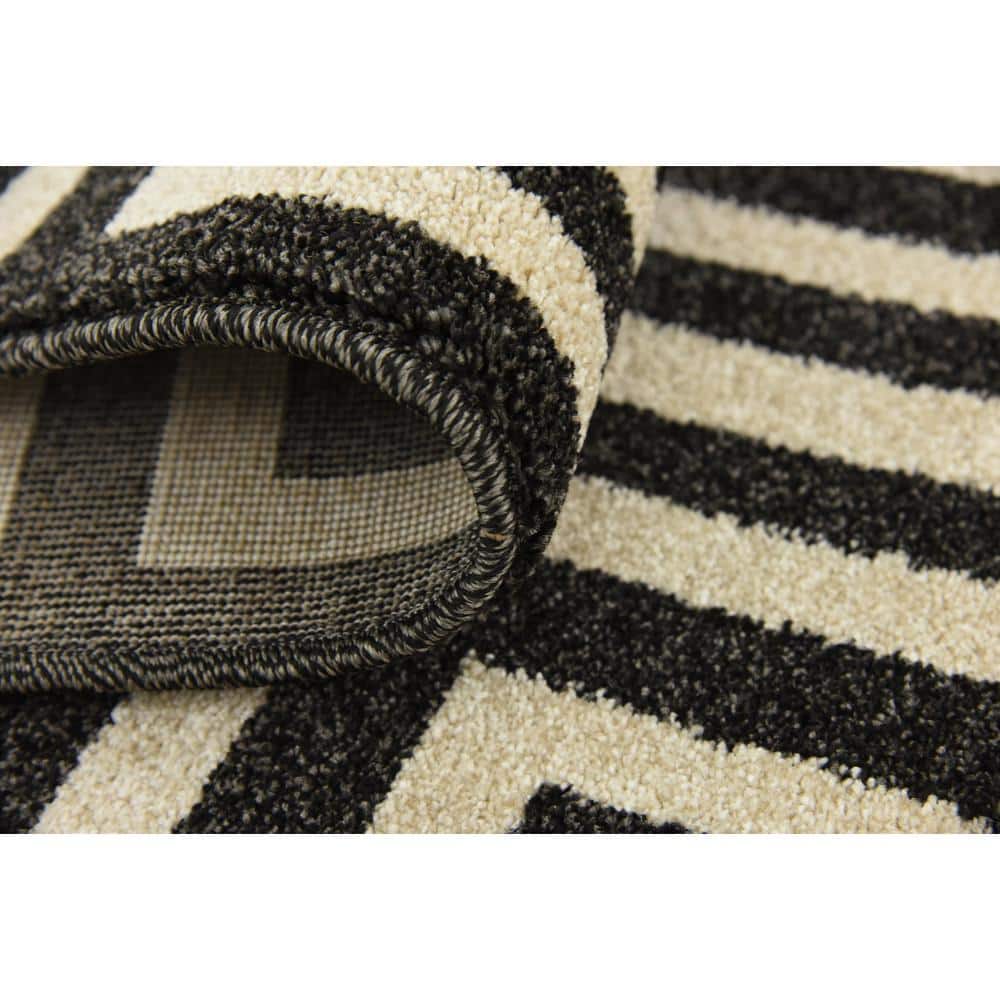 Athens Black and Beige Geometric Runner Rug