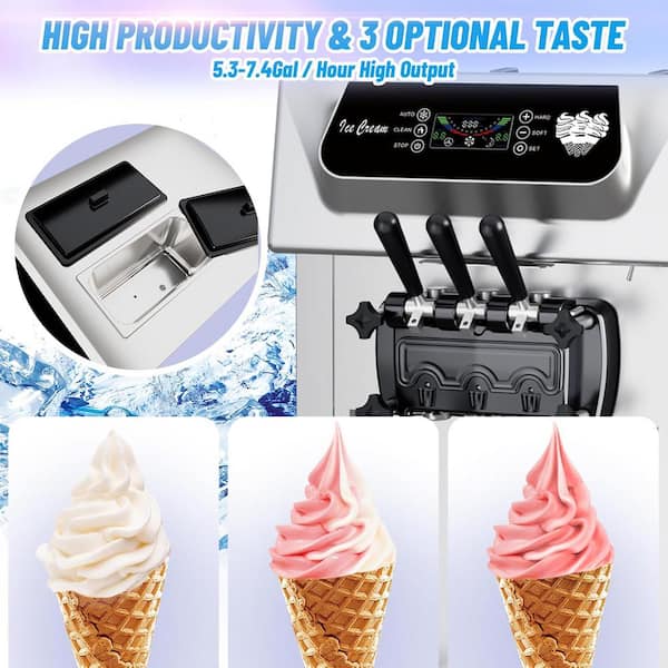 Garvee 14.8 qt. 3 Flavor Soft Serve Commercial Ice Cream