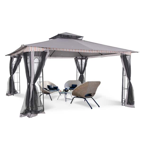 Aoodor 14 ft. x 12 ft. Khaki Aluminum Frame Outdoor Patio