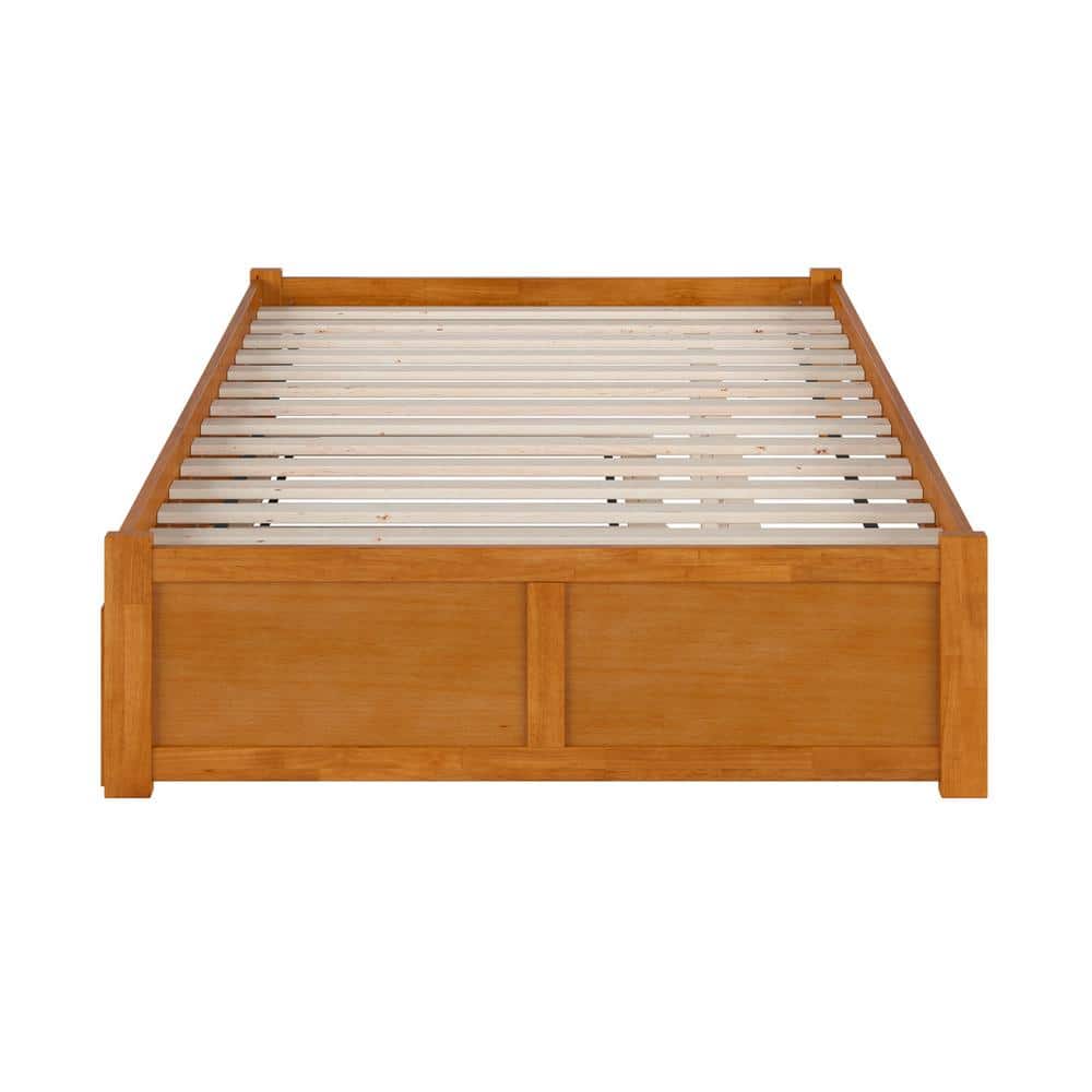Light Toffee Full Wood Platform Bed with Slats