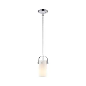 Pilaster II Cylinder 100-Watt 1 Light Polished Chrome Shaded Pendant Light with Frosted glass Frosted Glass Shade