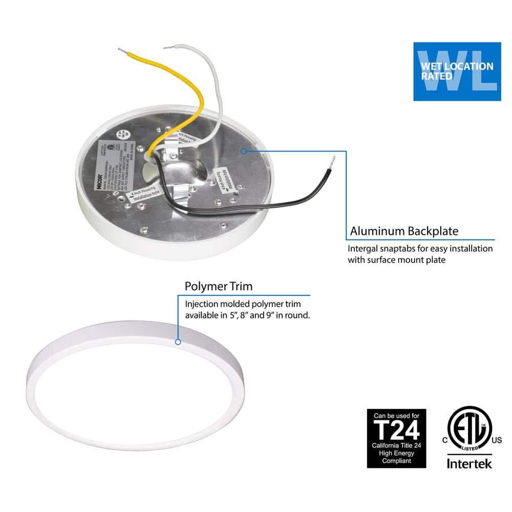Matte White 5.35" Round LED Surface Mount Downlight, Energy Star Modern