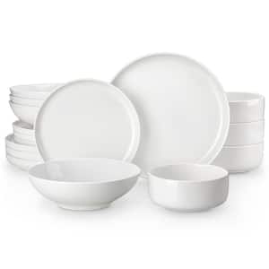 Amhomel 12-Piece White Pocelain Dinne Plates, Ound Desset