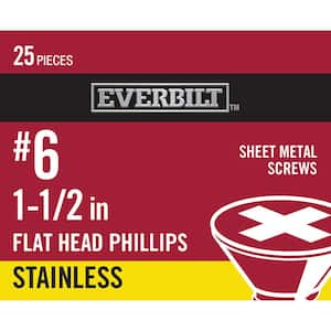 #6 1-1/2 in. Phillips Flat-Head Sheet Metal Screws (25-Pack)