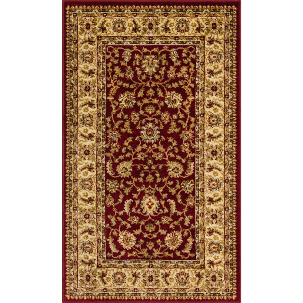 Handmade Rectangular Red Synthetic Stain-Resistant Rug