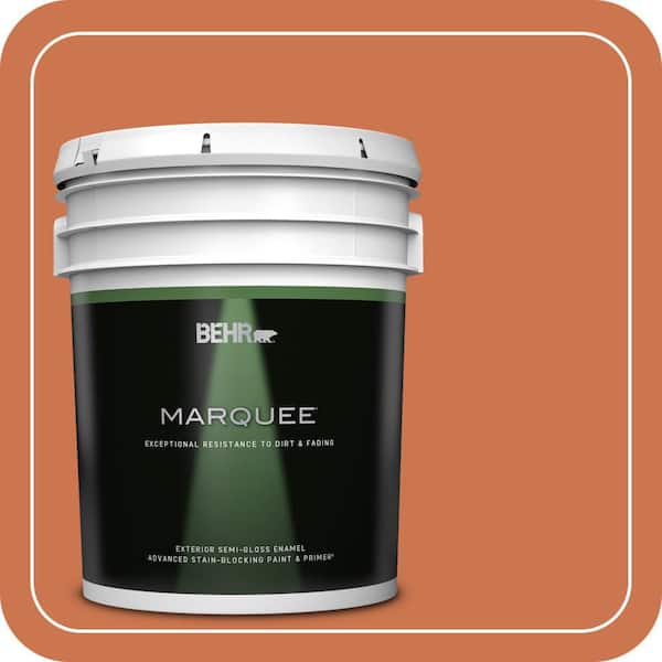 BEHR MARQUEE 5 gal. #PMD-103 Sweet Carrot Semi-Gloss Enamel Exterior Paint & Primer