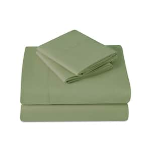 Microfiber 4-Piece Sage Solid King Sheet Set