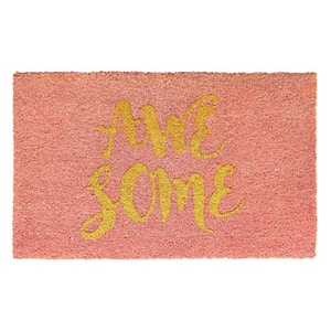 Pink Glitter Gold 18 in. x 30 in. Glitter Awesome Door Mat