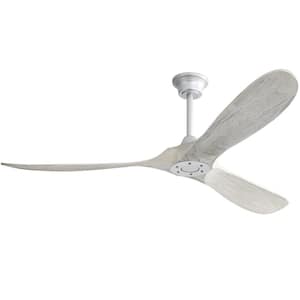 60 in. Indoor/Outdoor Modern Silver Wood Ceiling Fan without Light and 6 Speed Remote Control
