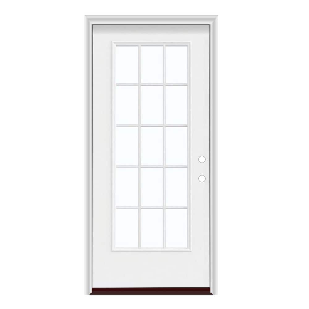 36 in. x 80 in. Left-Hand Inswing Full Lite 15 Lite Clear Glass Primed White Smooth Fiberglass Prehung Front Door price history on PriceWatchPro