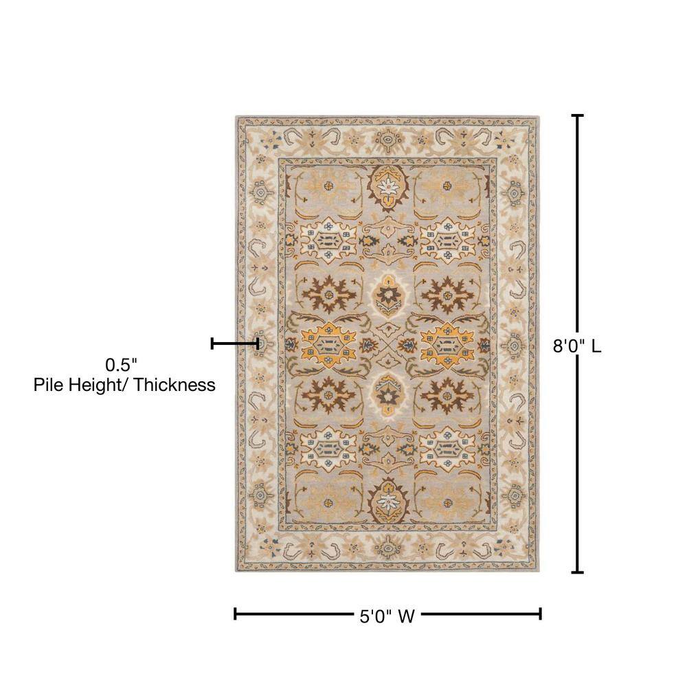 Elysian Gray Hand-Tufted Wool 5' x 8' Rectangular Area Rug